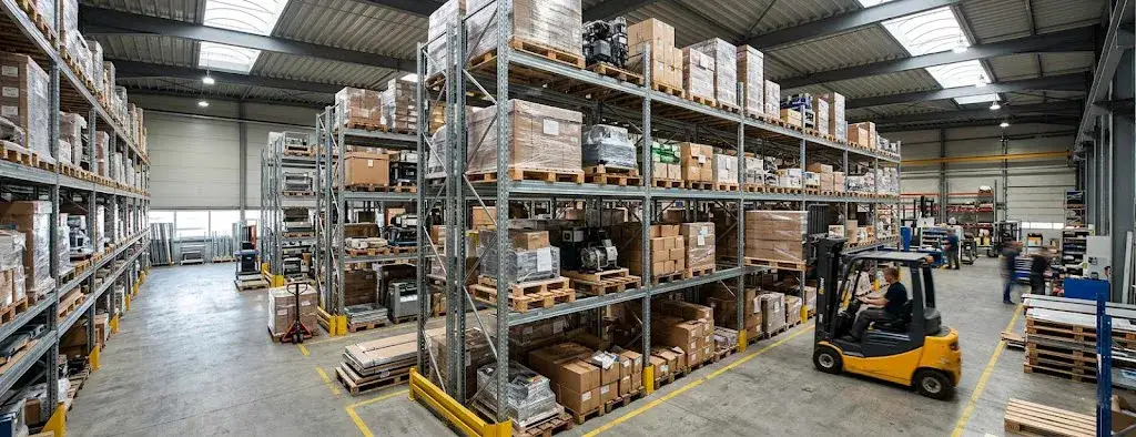 Industrial warehouse with high-density galvanized pallet racking Industrial warehouse with high density galvanized pallet racking
