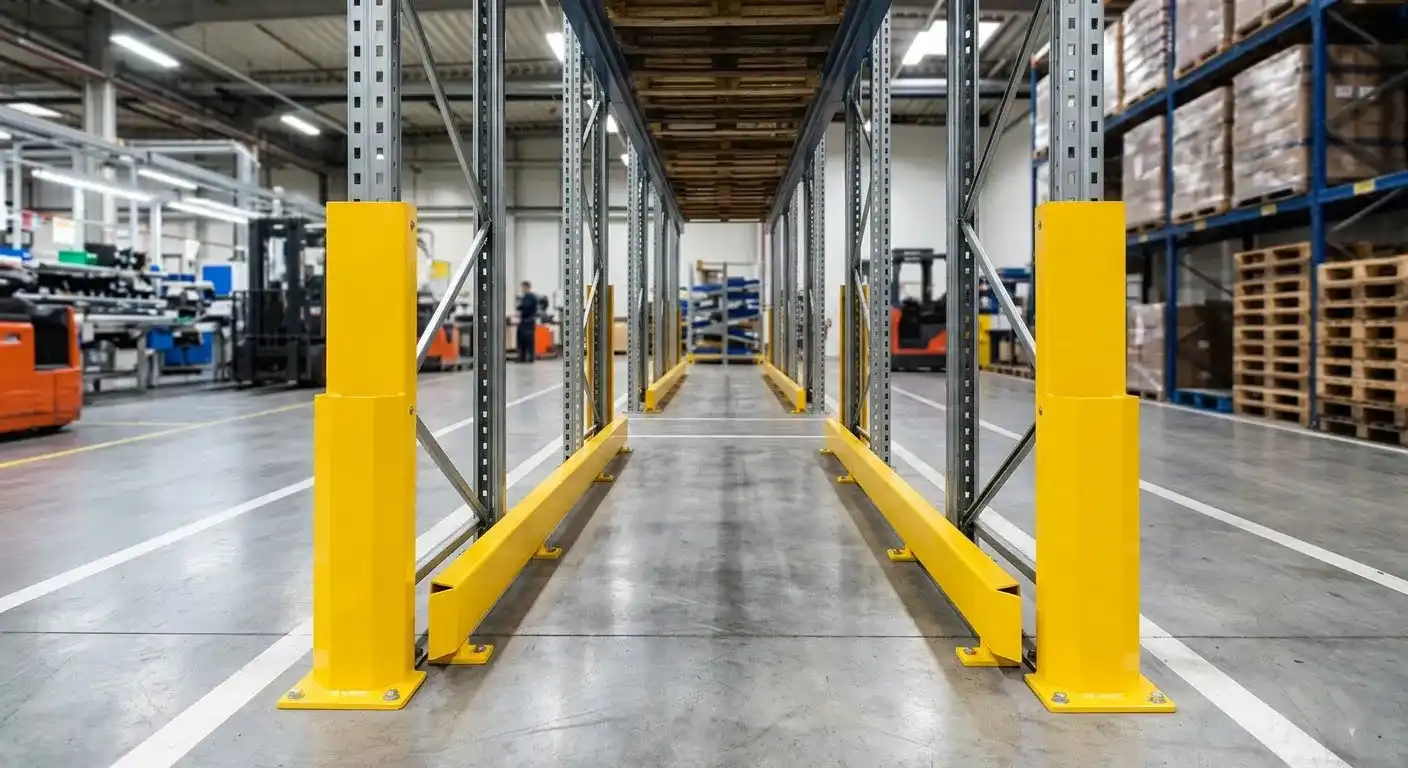 Upright protectors and entry guides for drive in racks